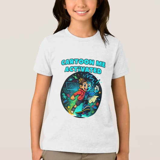 Fun cartoon Boy kinder shirt (Voorkant)