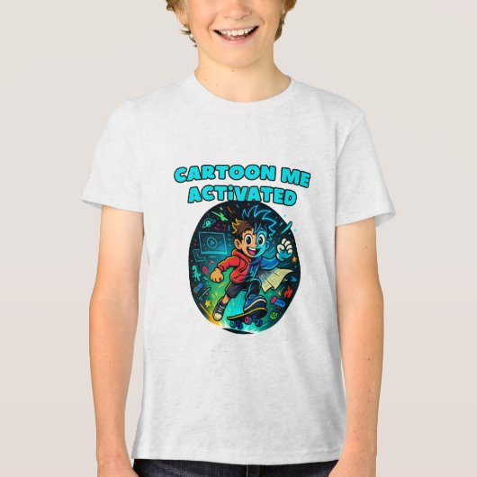 Fun cartoon Boy kinder shirt (Voorkant)