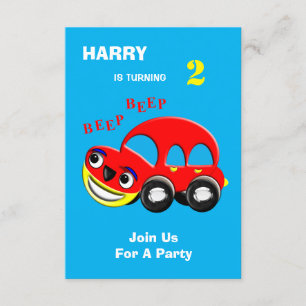 Fun Cartoon Car Thema Birthday Kaart