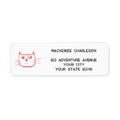Fun Cartoon Cat gepersonaliseerd retouradres Etiket (Voorkant)