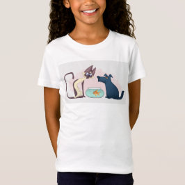 Fun Cartoon Cat Goldfish Dog T-shirt