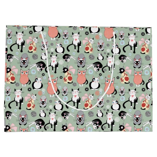 Fun Cartoon Cats Groot Cadeauzakje (Achterkant)