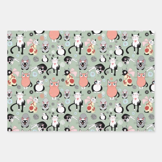 Fun Cartoon Cats Inpakpapier Vel (Voorkant 2)