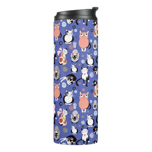 Fun Cartoon Cats Thermosbeker (Gedraaid links)