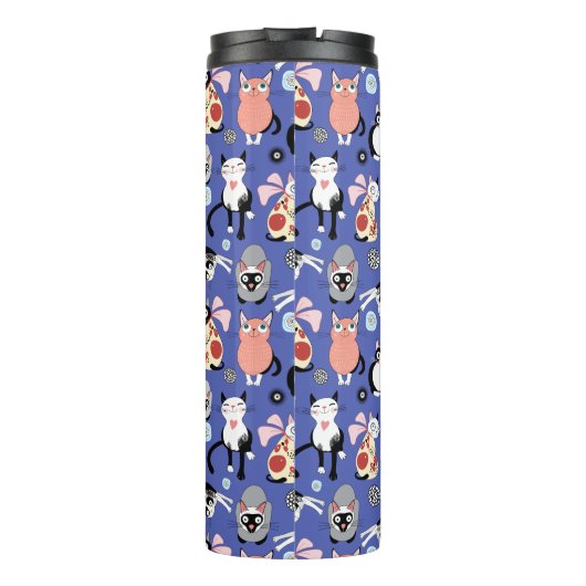 Fun Cartoon Cats Thermosbeker (Achterkant)