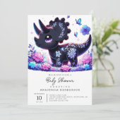 Fun Cartoon Dinosaur Baby shower Kaart (Staand voorkant)