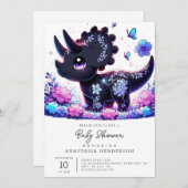 Fun Cartoon Dinosaur Baby shower Kaart (Voorkant / Achterkant)