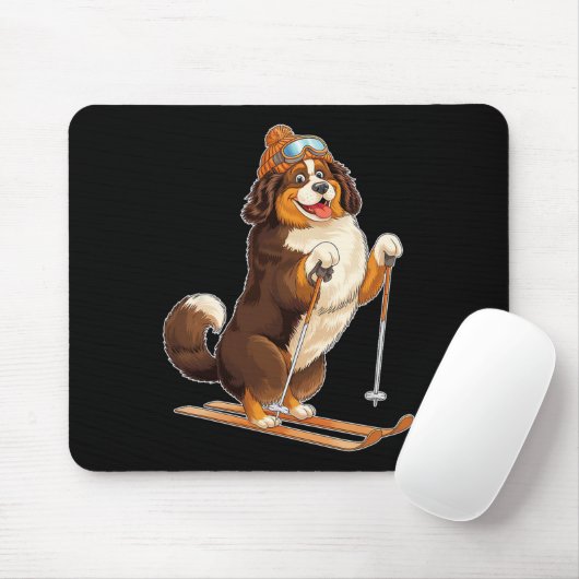 Fun Cartoon Dog Enjoying Skiing  Muismat (Met muis)