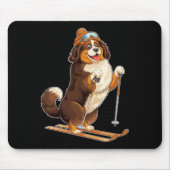 Fun Cartoon Dog Enjoying Skiing  Muismat (Voorkant)