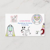 Fun Cartoon Dog Walker Pet Sitter Visitekaartje (Voorkant)