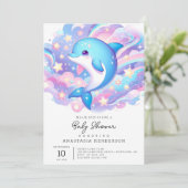 Fun Cartoon Dolfijn Baby shower Kaart (Staand voorkant)