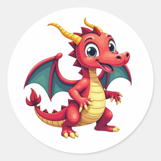 Fun Cartoon Dragon Sticker (Voorkant)