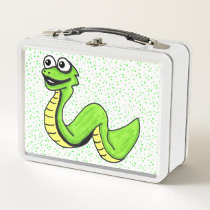 Fun Cartoon glimlachen Snake Bright Green op Stipp