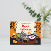 Fun cartoon Halloween monster costume party group, Uitnodiging Briefkaart (Staand voorkant)