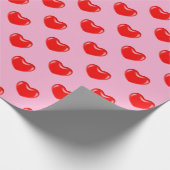 Fun Cartoon Harten op roze Cadeaupapier (Hoek)