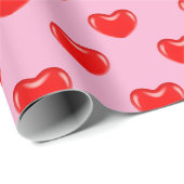 Fun Cartoon Harten op roze Cadeaupapier (Rol Hoek)