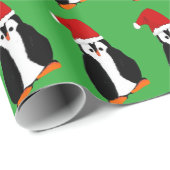 Fun Cartoon-kerstpinguïn in Santa Hat Cadeaupapier (Rol Hoek)