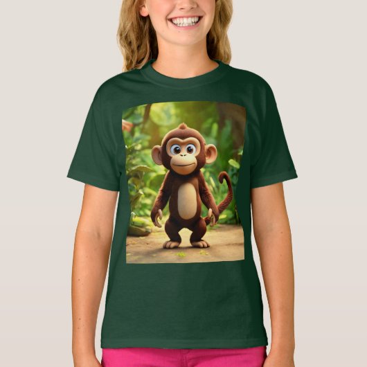 Fun Cartoon Monkey Baby Fine Kinder Jersey T-shirt (Voorkant)