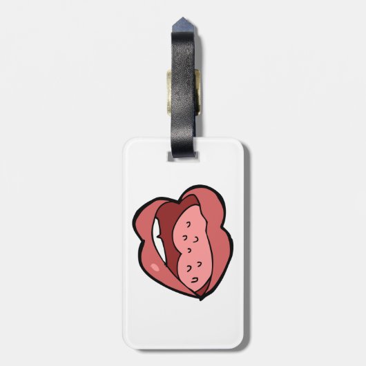 Fun Cartoon Open Mouth and Lips Bagagelabel (Achterkant verticaal)