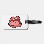 Fun Cartoon Open Mouth and Lips Bagagelabel (Achterkant horizontaal)