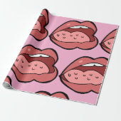 Fun Cartoon Open Mouth and Lips Cadeaupapier (Uitgerold)