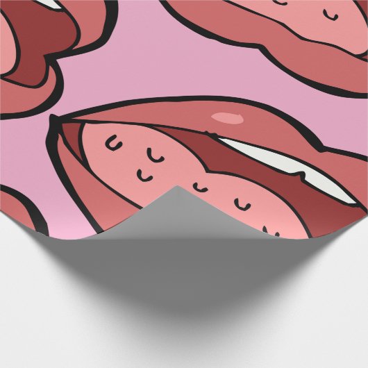 Fun Cartoon Open Mouth and Lips Cadeaupapier (Hoek)