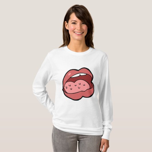 Fun Cartoon Open Mouth and Lips T-shirt (Voorkant volledig)