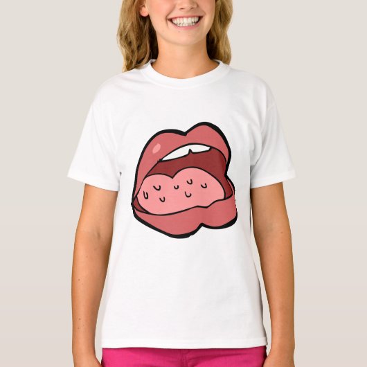 Fun Cartoon Open Mouth and Lips T-shirt (Voorkant)