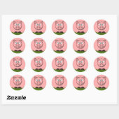 Fun Cartoon Pink Round Pig Ronde Sticker (Vel)