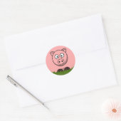Fun Cartoon Pink Round Pig Ronde Sticker (Envelop)