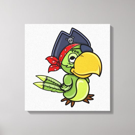 Fun Cartoon Pirate Parrot Canvas Afdruk (Voorkant)