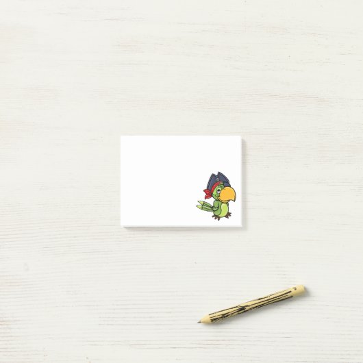 Fun Cartoon Pirate Parrot Post-it® Notes (Op bureau)