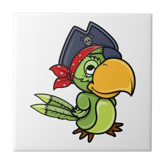 Fun Cartoon Pirate Parrot Tegeltje (Voorkant)