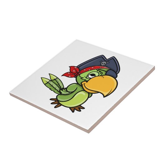 Fun Cartoon Pirate Parrot Tegeltje (Zijkant)
