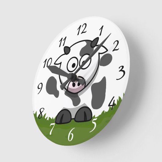 Fun Cartoon Round Cow Ronde Klok (Hoek)