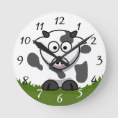 Fun Cartoon Round Cow Ronde Klok (Voorkant)