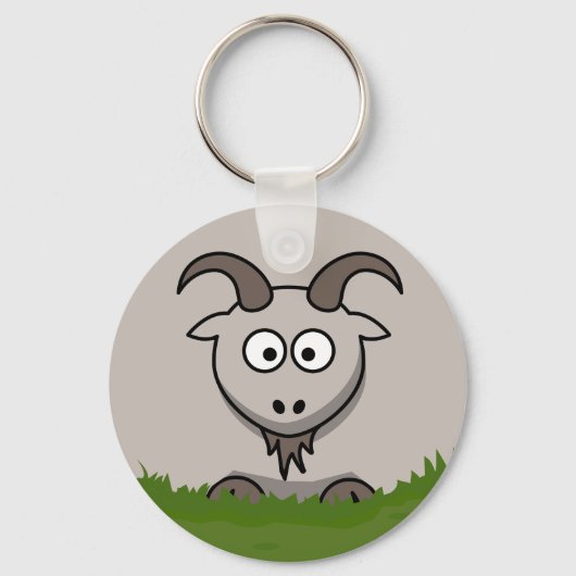 Fun Cartoon Round Goat Sleutelhanger (Voorkant)