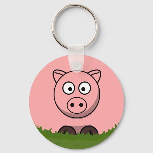 Fun Cartoon Round Pig Sleutelhanger (Voorkant)