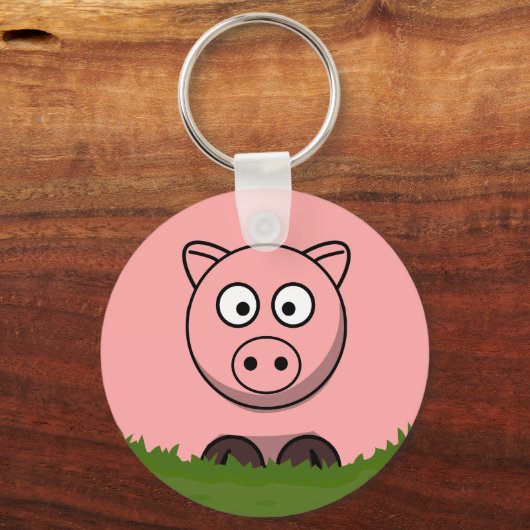 Fun Cartoon Round Pig Sleutelhanger (Voorkant)