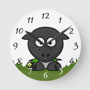 Fun Cartoon Round Sheep Ronde Klok