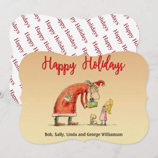 Fun Cartoon Santa bezorgt cadeaus Fancy snijden Feestdagenkaart (Voorkant / Achterkant)