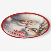 Fun Cartoon Santa Claus Rudolph Dinner Plates Papieren Bordje (Gekanteld)