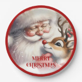 Fun Cartoon Santa Claus Rudolph Dinner Plates Papieren Bordje (Voorkant)