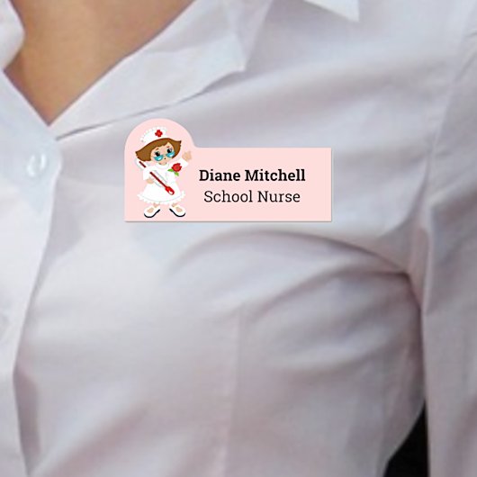 Fun Cartoon School Nurse Employee Naamplaatje