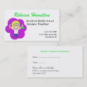 Fun Cartoon Science Teacher's Visitekaartje (Voorkant / Achterkant)