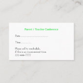 Fun Cartoon Science Teacher's Visitekaartje (Achterkant)