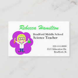 Fun Cartoon Science Teacher's Visitekaartje