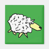 Fun Cartoon Sheep in het zwart, wit en groen Magneet (Voorkant)
