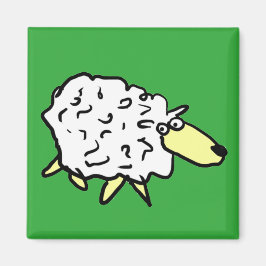 Fun Cartoon Sheep in het zwart, wit en groen Magneet