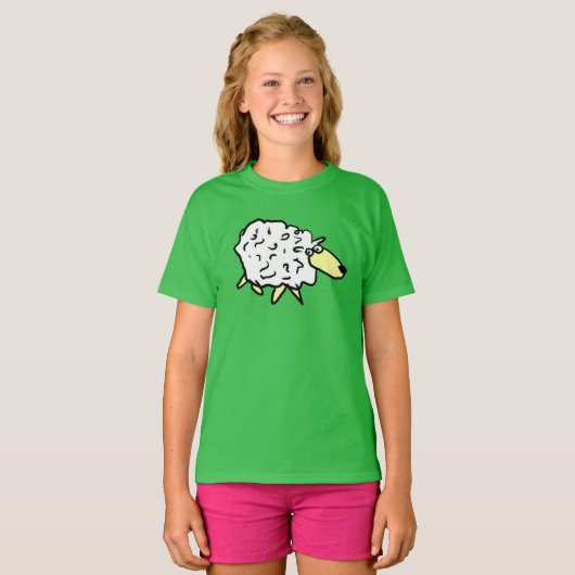 Fun Cartoon Sheep T-shirt (Voorkant volledig)